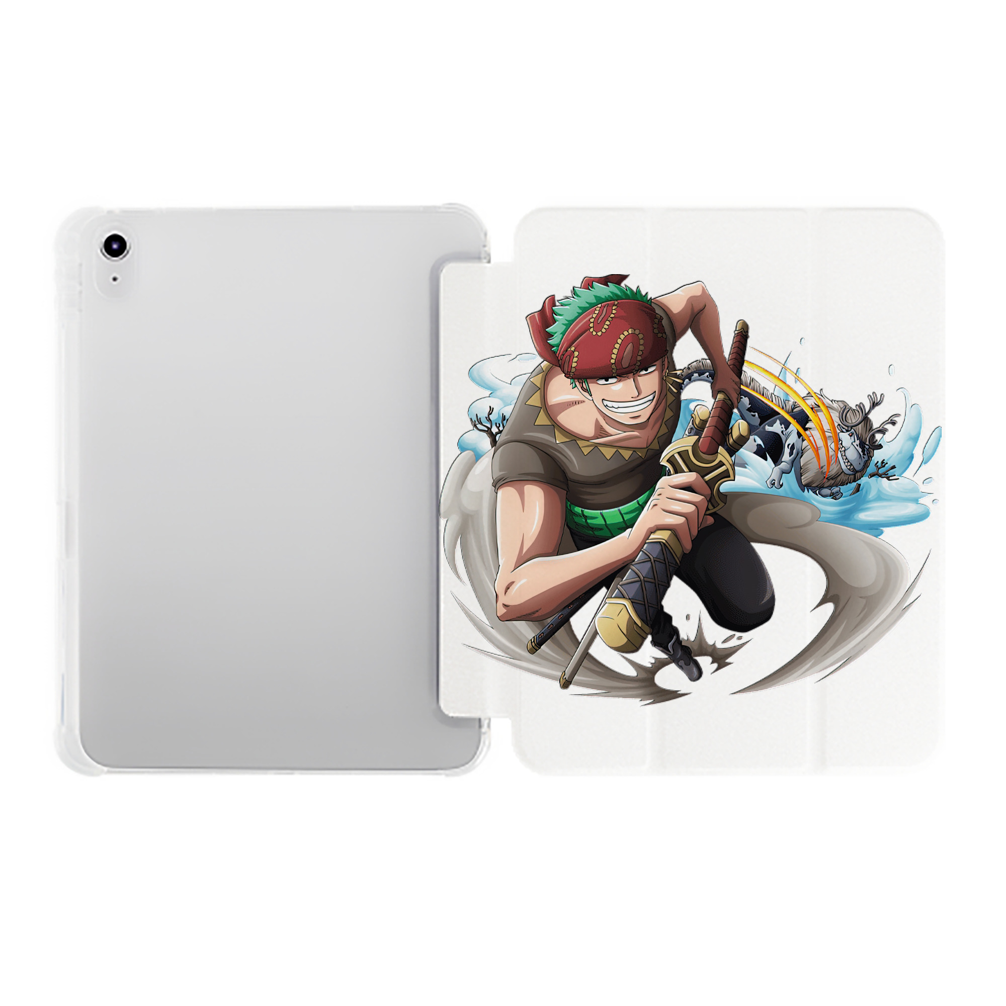 （画像用） ワンピース ロロノア・ゾロ ONE PIECE Roronoa Zoro IPad ケース ペン収納付き 三つ折りスタンド PUレザー×シリコン 対応機種9.5/10.5/10.9インチ
